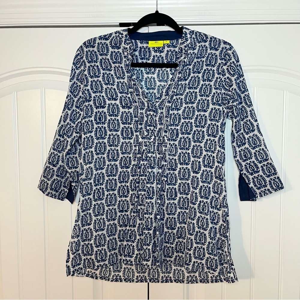 ROBERTA ROLLER RABBIT Cotton Tunic Blouse Cover Up Beach Lagenlook Size XS